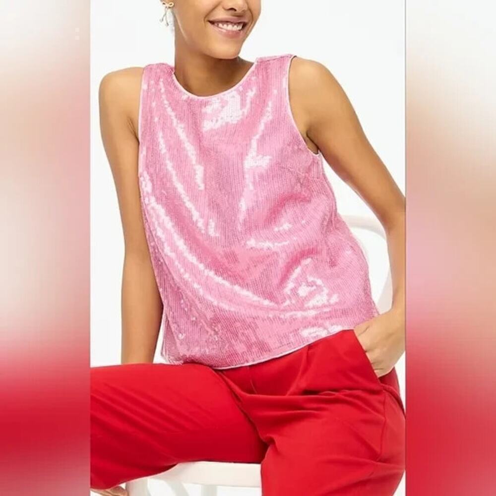 NWT $98 J. CREW FACTORY Pink Sequin Shell Tank Sz XS
